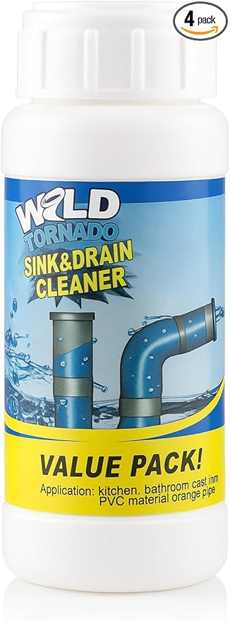 Wild Tornado Sink and Drain Cleaner Powder – Powerful Foaming Drain Cleaner for Kitchen, Bathroom, Toilet & Pipes – Fast-Acting Clog Remover, Deodorizes & Deep Cleans Drains (4)
