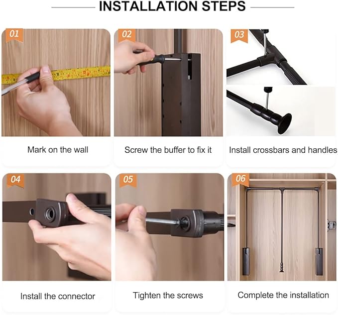 Pull Down Closet Rod for Hanging Clothes, Retractable Wardrobe Hanger for Cabinet Inside Width 35"~47.2", Aluminium alloy Tubing with Plastic Housing, 44 lb Weight Rating