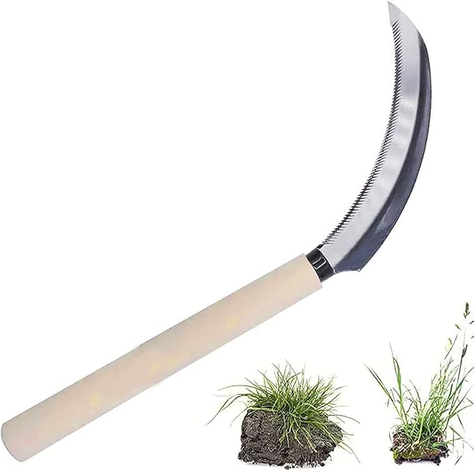 Kana Hoe 217 Japanese Garden Tool - Hand Hoe/Sickle is Perfect for Weeding and Cultivating. The Blade Edge is Very Sharp., Beige-a,