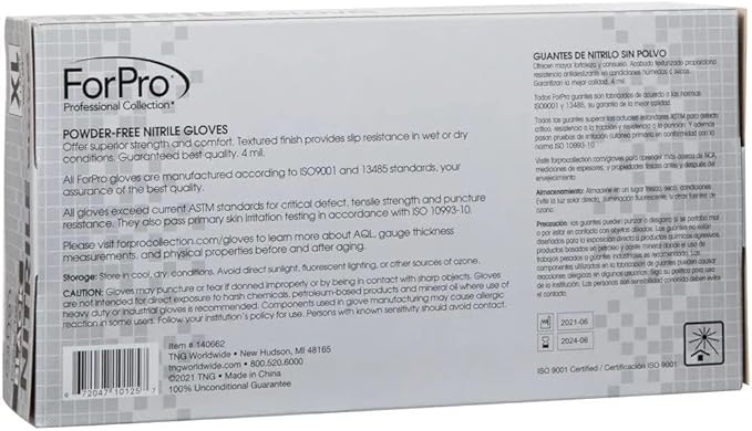 ForPro Disposable Nitrile Gloves, Chemical Resistant, Powder-Free, Latex-Free, Non-Sterile, Food Safe, 4 Mil