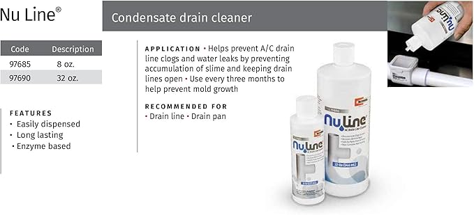 Nu-Line Drain Cleaner, 8 Ounce - Sold Each