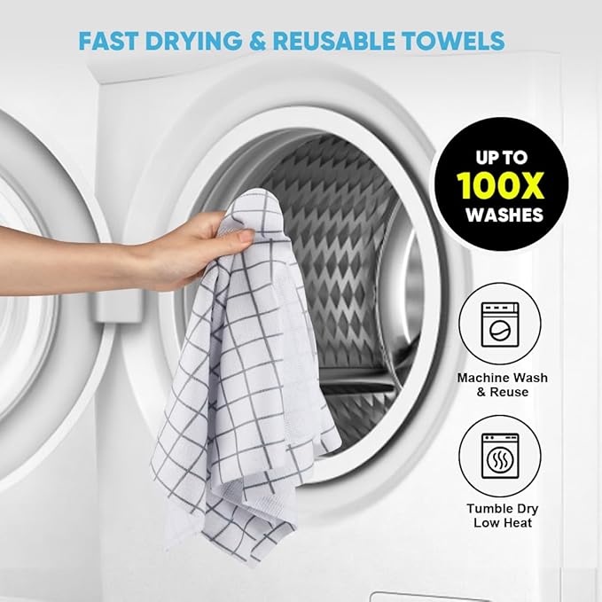 AIDEA Microfiber Cleaning Cloth Roll, 50PK, Microfiber Kitchen Towels, Reusable Paper Towels Tear Away Cloth, Lint Free Rags for House, Window, Cleaning Supplies 11.5"×11.5"