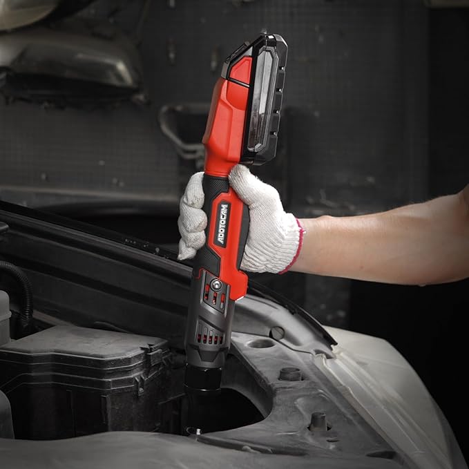 3/8" Cordless Ratchet Wrench for Milwaukee 18V Battery(Tool Only),75FT-LBS(102N.m) Extended Electric Ratchet Wrench with Variable Speed, LED Light, 1/4"&1/2" Adapter,3" Extension Bar