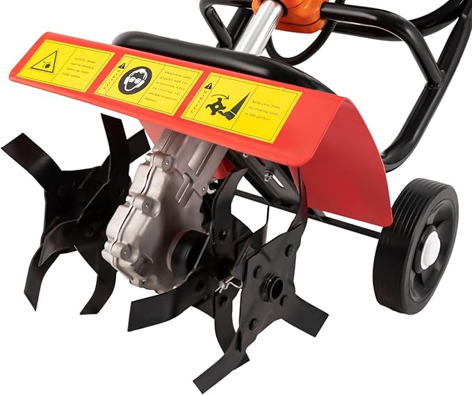 Tiller/Cultivator, Garden Rototiller for Lawn, Garden and Field Soil Cultivation, 52CC Gas Powered Engine Rototiller Garden Tool Cordless, Cultivated Land Depth 5-10cm/1.97-3.94in