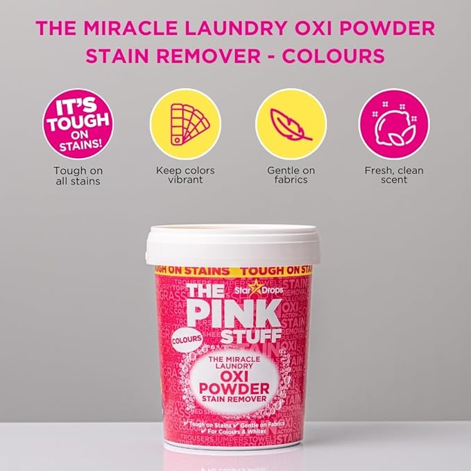 Stardrops The Pink Stuff Miracle Laundry Oxi Powder Stain Remover for Colours,1kg,(Pack of 6)