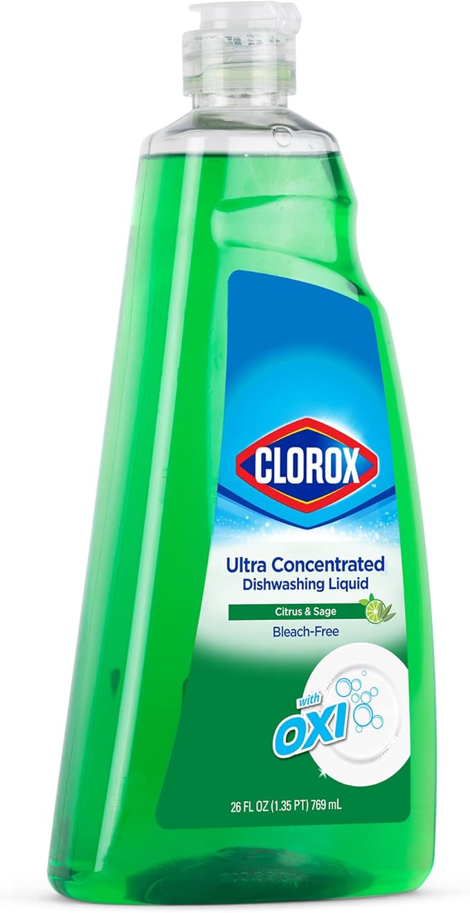CLOROX 409 Liquid Dish Soap - OXY Powered Dishwashing Liquid Cuts Through Tough Grease FAST Bulk Dishwashing Liquid Soap in Citrus & Sage Scent, 26 Fl Oz (Pack of 6)