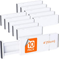 Lifewit 10 Pack 4" High Drawer Dividers 28-43.5cm/11-17" Adjustable Drawer Organizer for Clothes/Utensils, Expandable Drawer Separator in Dresser/Kitchen/Bedroom/Office Organization & Storage White