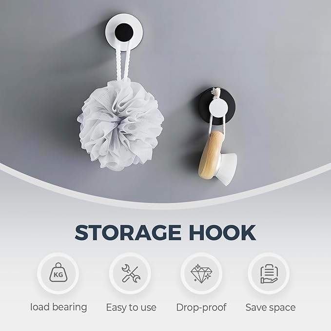 Suction Cup Hooks for Wreaths on Glass, 2025 New No Drill Suction Cup Hooks for Shower, Wreath Hanger Holder for Front Door, Upgraded Towel Hooks for Window Bathroom Mirrors (2, White)
