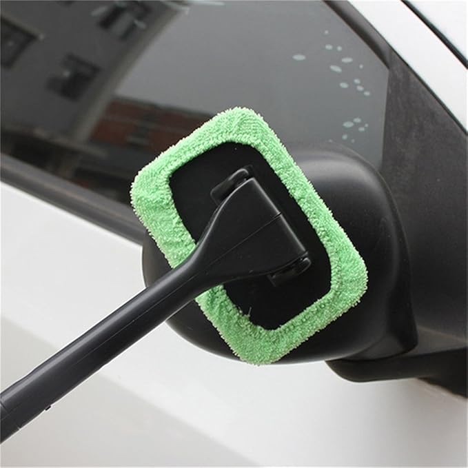 Microfiber Car Windshield Easy Cleaner, Detachable Handle Brush, Cleaning Tool, Come with 2 Pads Washer Towel and 30ml Spray Bottle