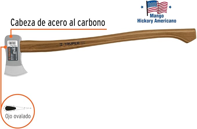 TRUPER HB-2-1/4M 2 1/4 lb Boy's Axe, 28" Hickory Handle
