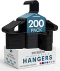 Utopia Home Plastic Hangers 200 Pack - Perfect Space Saving Clothes Hanger - Durable and Strong - Perfect Closet Organizers with Shoulder Grooves (Black)