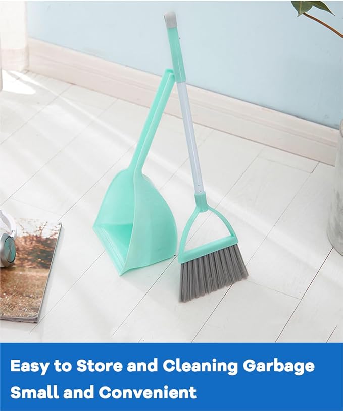 Small Broom and Dustpan Set, Household Mini Broom and Dustpan Set, Mini Broom and Cleaning Set Suitable for Various Small Areas. (Blue)