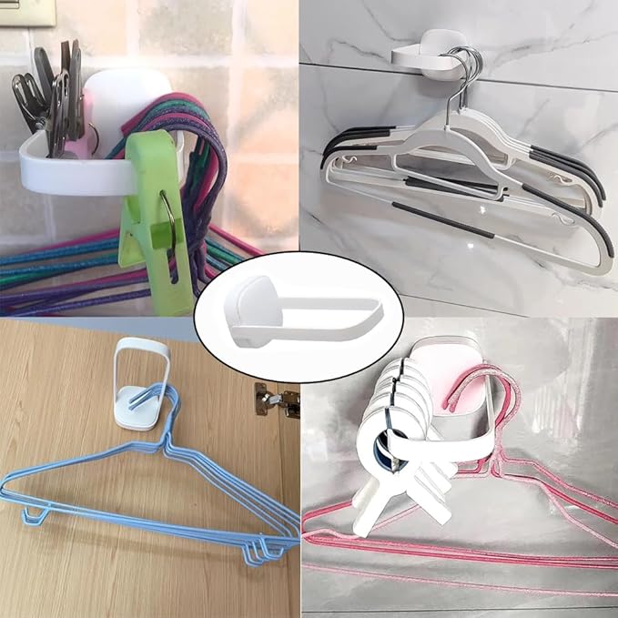 2 Pack Hanger Organizer Stacker Adhesive Foldable Clothes Hanger Holder Mini U Shaped Storage Stand Rack for Electric Dryer Closet Laundry Room Bathroom Washing Machine Organization
