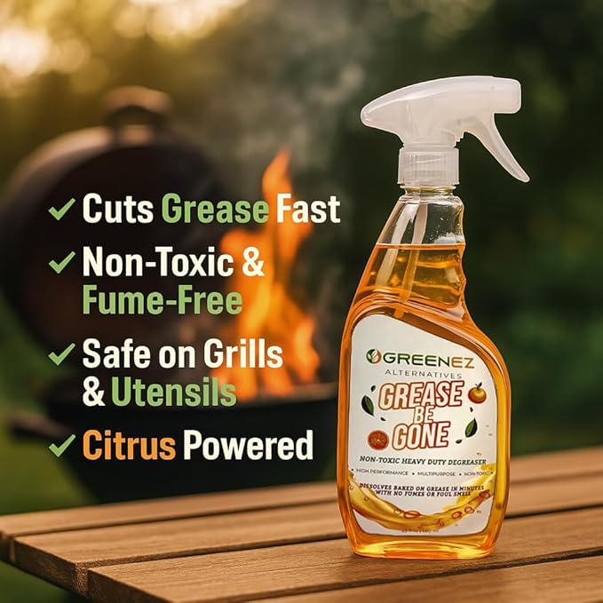 GREASE-BE-GONE | Citrus-Powered Kitchen Degreaser Spray | Dissolves Baked-On Grease & Oil | Pure & Safe Formula for Ovens, Stoves, Air Fryers, BBQ Grills | No Fumes or Odors (23 oz)