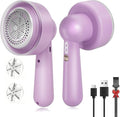 DBC Fabric Shaver & Lint Remover for Clothes, Sweaters & Furniture - 6-Leaf Blade, 3 Speeds, 2H Runtime, Portable Design Perfect for Travel, Includes 2 Extra Blades - Purple