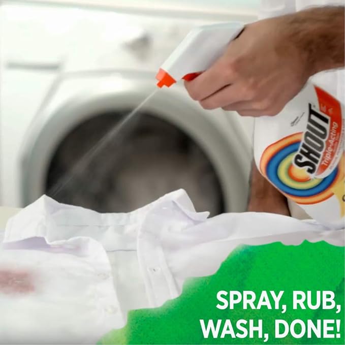 Shout Active Enzyme Laundry Stain Remover Spray for Clothes, Triple-Acting Formula Clings, Penetrates, and Lifts Tough & Everyday Stains - Prewash Refill 60oz (1.7L)