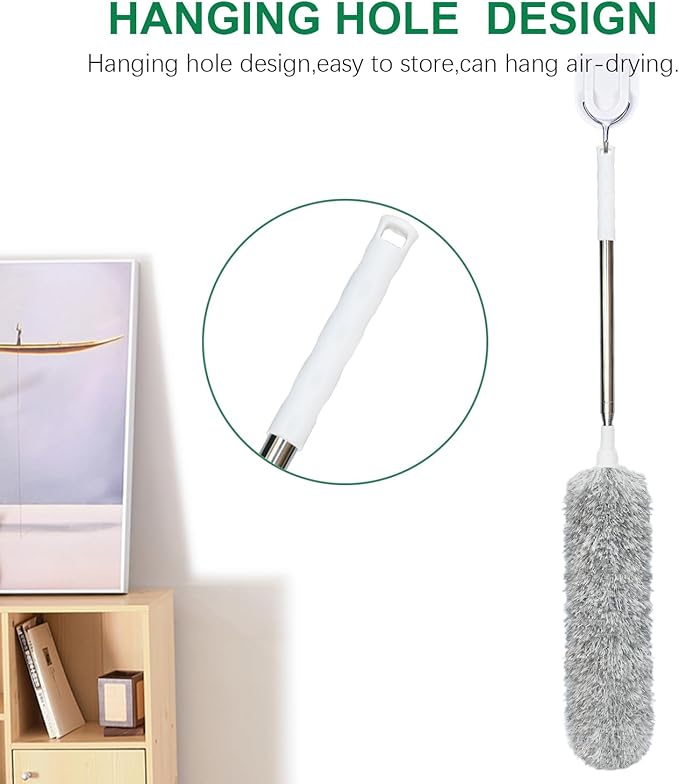 100-inch Extra-Long Dusters, Cleaner Tools with Extension Pole and Bendable and Washable Microfiber Head, Feather Duster for High Ceilings,Ceiling Fan,Furniture
