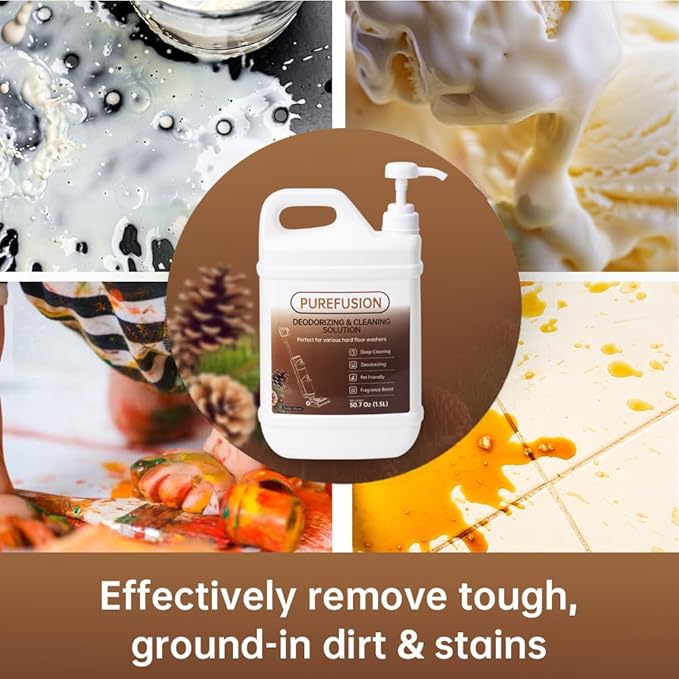 PUREFUSION Floor Cleaning Solution Compatible With Tineco iFLOOR FLOOR ONE Series Wet Dry Vacuum, Cedar Wood Scent Deodorizing Floor Cleaner Solution 50.7 FL OZ/1.5L