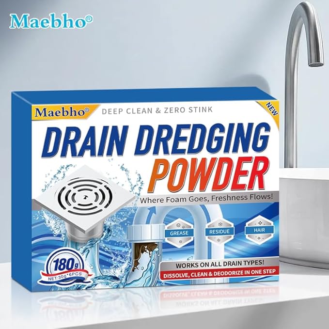 Upgrade Sink and Drain Cleaner, 6 Pack Pipe Dredge Cleaner Powders Fast Foaming Powerful Drain Cleaning for Kitchen Toilet Sink Quick Cleaning Tool