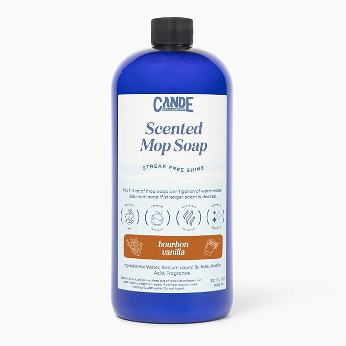 CANDE Mop Soap - Highly Scented Mop Soap, Luxury Floor Cleaner, Premium Fragranced Floor, Streak-Free Shine, 32 oz (Bourbon Vanilla)