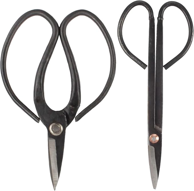 BambooMN Bonsai Basics Set - 7.2" Trimming Shears & 7" Heavy Duty Butterfly Shear - 30 Sets