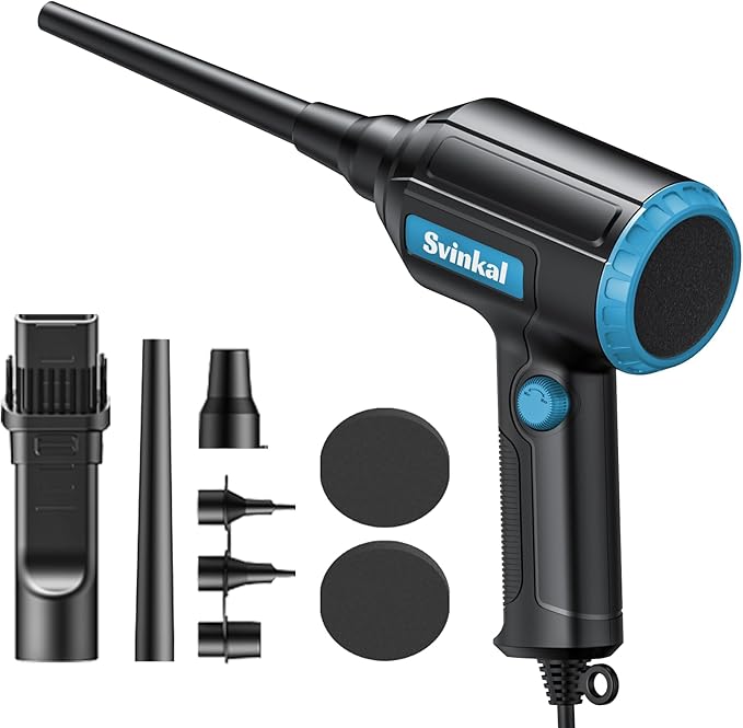 Svinkal Compressed air Duster Electric 500W, Canned air Replacement, 40000RPM Air Blower, Stepless Speed, an AC dust Blower with 6ounces of Blowing Power for Computer Keyboards etc Electronic Duster