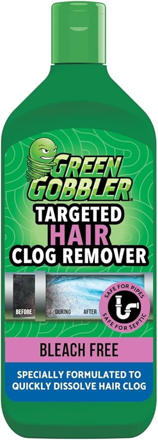 Green Gobbler Hair Drain Clog Remover | Formulated to Quickly Dissolve Hair Clogs