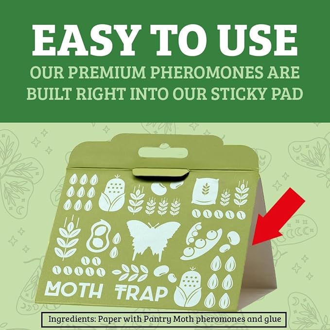 Triple-Strength Pantry Moth Traps 6 Pack – Safe Pheromone Moth Traps for House & Kitchen – Non-Toxic Pantry Pest Solution for Indian Meal Moths