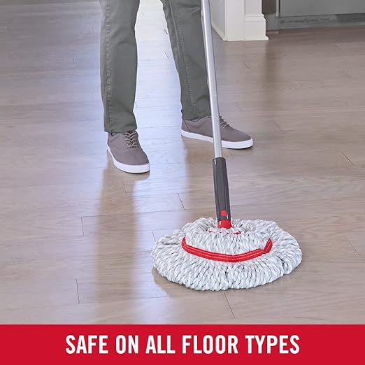 Rubbermaid Microfiber Twist Mop Kit with 2 Refills Kit Machine Washable Built-in Wringer Lightweight Safe for All Floor Types Deep Cleaning for Home/Bathroom/Garage/Office