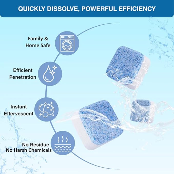 Citrus Washer Cleaner Tablets 12 Count – Septic Safe Washing Machine Cleaner & Odor Eliminator – Deep Cleaning Descaler for HE Front & Top Load Washers – Laundry Tub & Drum Cleaner