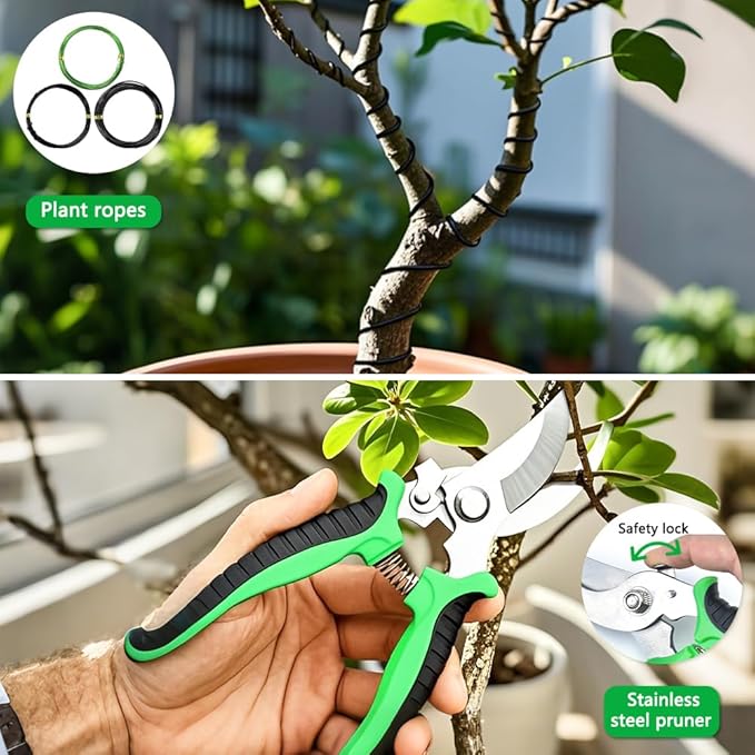 Bonsai Tools Set, 21 Pcs Bonsai Tool Kit for Beginners, Bonsai Pruning Kit, Bonsai Scissors, Pruning Shears, PU Leather Bag, Gardening Gift for Women Parents