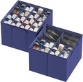 SpaceAid Shoe Organizer for Closet, 2 Pack Foldable Shoe Storage Containers Baskets Boxes Bins w/Adjustable Dividers, Fits 16-32 Pairs, Blue