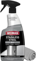 Weiman Stainless Steel Cleaner & Polish, Anti Fingerprint Spray Stainless Steel Cloth, Water Spots & Grease, No Streaks or Residue, Safe for Metal Polish, Chrome, Appliances, Fridge, Sinks & Grills