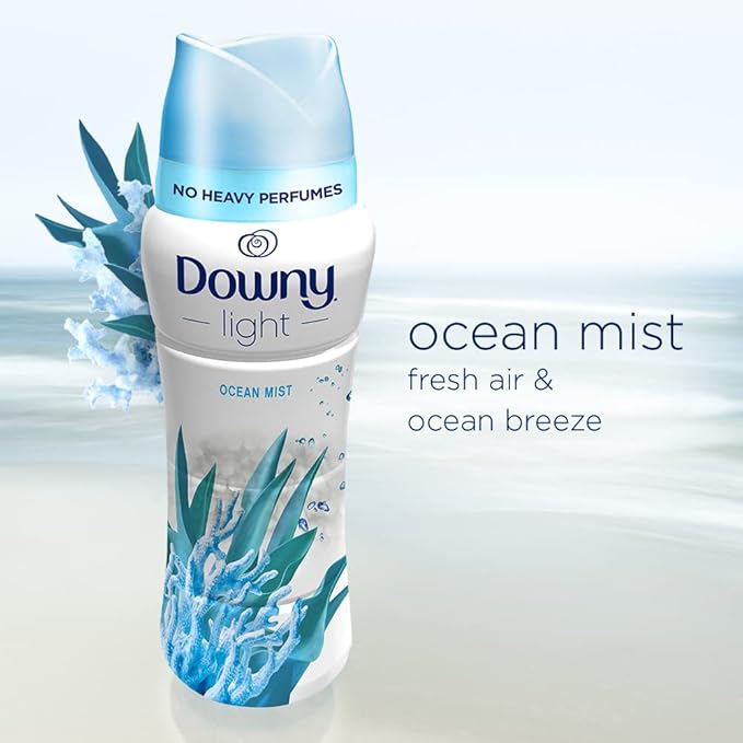 Downy Light Laundry Scent Booster Beads, Ocean Mist Scent, 18.2 OZ, In-wash fabric beads designed to be gentle with a light boost of scent, No Heavy Perfumes