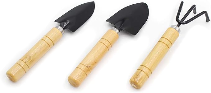 Bonsai Set 10 PCS-Mini Gardening Tools Kit for Indoor Outdoor Bonzai Include Pruner, Fold Scissors, Mini Rake, Tweezers, Cleaning Brush