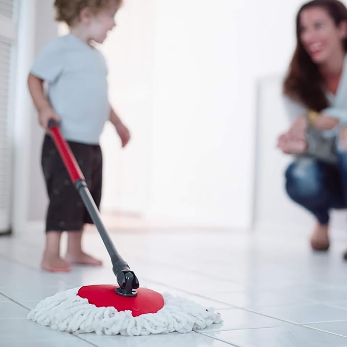 4 Pack Spin Mop Replacement Heads Microfiber Mop Refills Replace Heads Safe for Cleaning All Hard-surfaced Floors Includes Extra 1 Mop Replacement Base