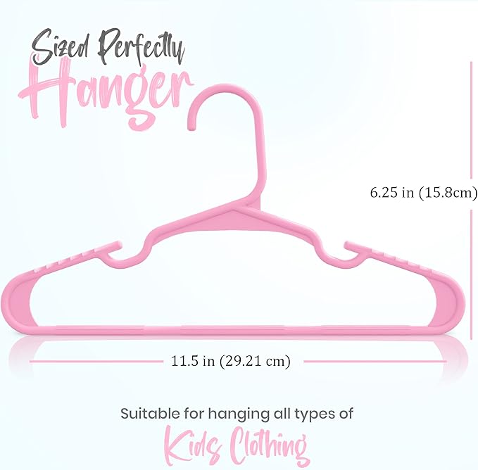 Utopia Home 20 Pack Kids Hangers - 11.5 Inch Plastic Baby Hangers for Closet - Children Hanger for Clothes - Infant Hanger for Closet - Everyday Standard Use (Baby Pink)