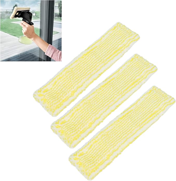 3 Pack Microfiber Replacement Pads Compatible with KARCHER WV2 & WV5 Cleaners – Fast Cleaning for Windows, Glass, Mirrors & Smooth Surfaces