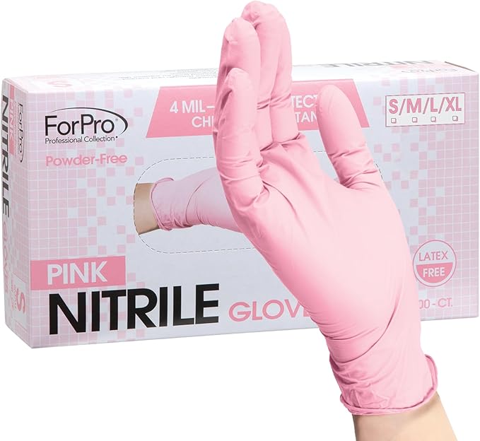 ForPro Disposable Nitrile Gloves, Chemical Resistant, Powder-Free, Latex-Free, Non-Sterile, Food Safe, 4 Mil