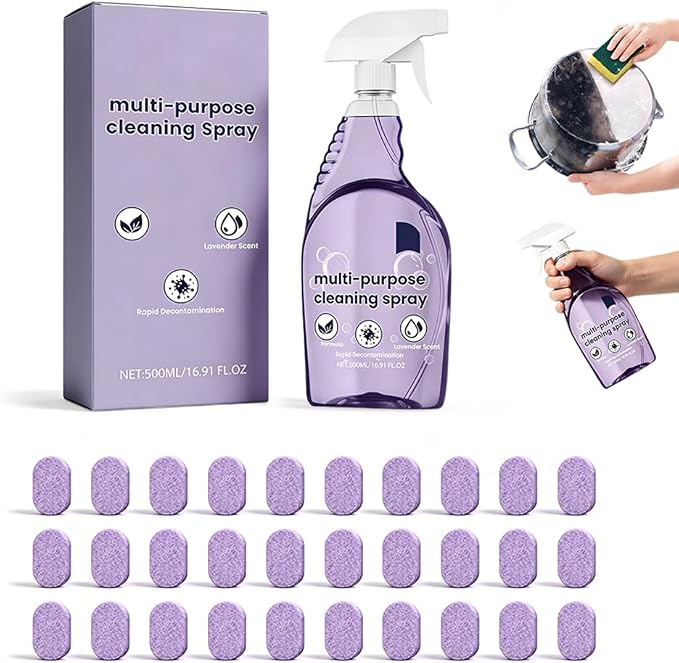 Fliwos Spray Oven Cleaner, 2026 Upgraded All-Purpose Spray Cleaner with Concentrated Cleaning Tablets, Multi-Surface Cleaning Spray for Oven, Grill, Kitchen, Bathroom and Home (1 Bottle+30 Pcs)