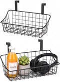 LeleCAT Over Cabinet Door Basket with hook Grid Storage Basket, Kitchen Storage Organizer,Over Cabinet Door Organizer,Hanging it behind a door or on a railing, Small, BLack,2 Pack