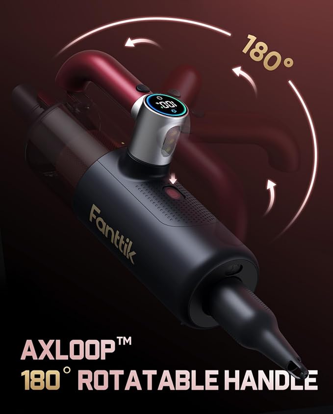 Fanttik Cruise V11 APEX Handheld Vacuum Cordless, 4-in-1 Vacuum Cleaner with 180° Rotatable Handle, 145W Brushless Motor, LED Touch Screen, 3 Suction Modes for Home Corners, Kitchen, Car, Crevices