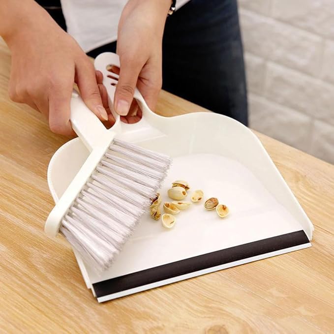 Uonlytech Mini Desktop Cleaning Set Small Broom and Dustpan Brush Set Portable White Handheld Cleaning Accessory for Home Office Keyboard Dust Removal