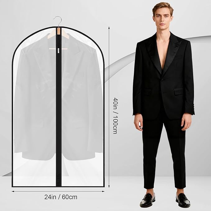 6 Pack Garment Bags 60 * 100cm, 40in PEVA Translucent Garment Covers, Suit Storage Bags, Dress Organizer Bags Used To Protect Shirts, Winter Coats, Jackets
