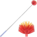 Cobweb Duster with Extension Pole, 59" Adjustable Stainless Steel Pole, Washable Duster with Medium-Stiff Bristles for Ceiling Fan, High Ceilings, Blinds, Furniture, Kitchen, and Home Cleaning