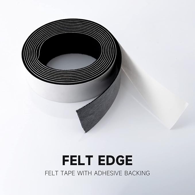 FOSHIO Micro Fiber Felt for Squeegee Edge Wrapping 2 Meters Length - Black Felt to Cover The Edges of Hard Card Squeegees