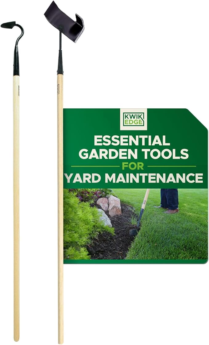 Weeder & Lawn Edger for Landscaping - Manual Edgers, Edging Shovel for Precise Clean Borders, Garden Cultivator Long Handle for Tight Spaces, Long Handle Garden Tools Landscaping - KWIK EDGE Duo