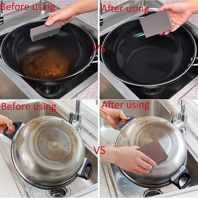 5 Pack Emery Magic Wipe Sponge, Nano Carborundum Sponge, Emery Sponge Brush Eraser Scrub, Pot Scrubber Scouring Pad Kitchen Magic Cleaning Sponge for Removing Rust Cleaning Pots and Pans