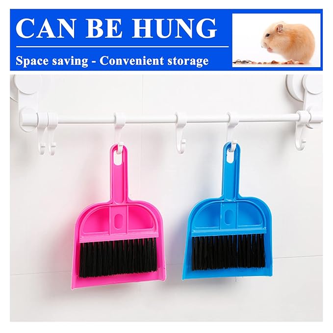 WishLotus Mini Dustpan and Brush Set, Portable Exquisite Pet Waste Cleaning Kit, Hamster Sand Scooper Cage Cleaning Tool for Small Pets Guinea Pigs Hedgehogs Hamsters Chinchillas Rabbits (Dark Blue)