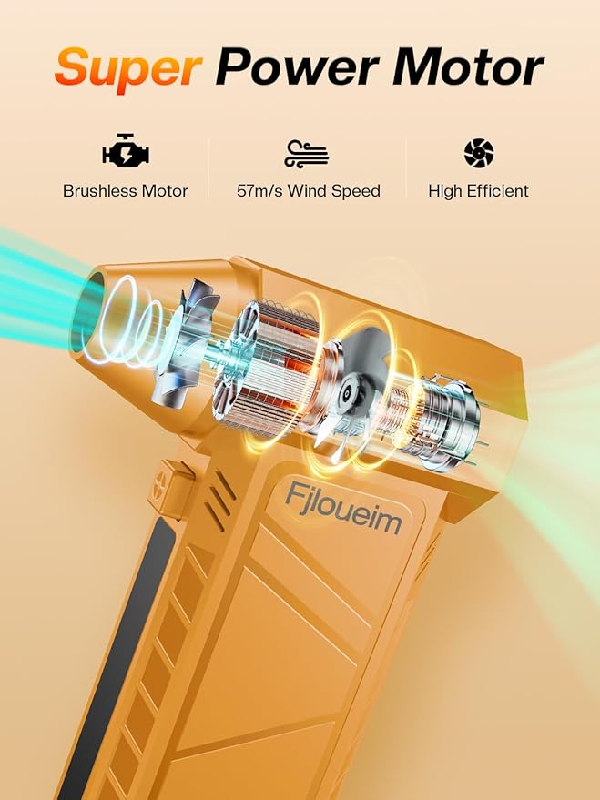 Compressed Air Duster, 130,000RPM Multi-Functional Electric Blower with 4-Speed Adjustable Settings for Dust Removal, Blowing & Suction – Ideal for Cars, Computers, Keyboards, and Outdoors（Orange）